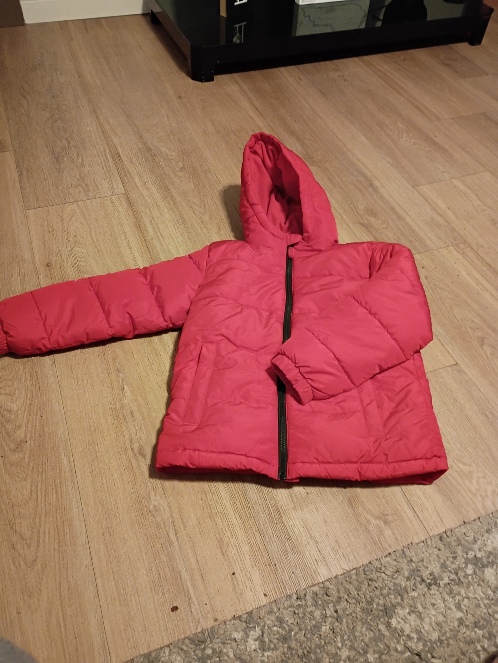 Kids Hooded Puffer Jacket in Red